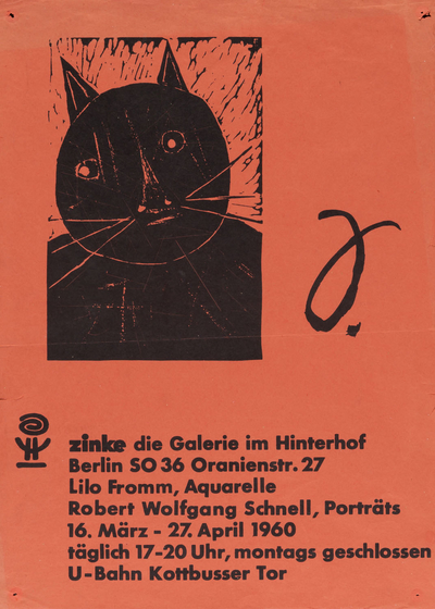 Ausstellungsplakat der Künstler Lilo Fromm und Robert Wolfgang Schnell in der Zinke Galerie, 1960