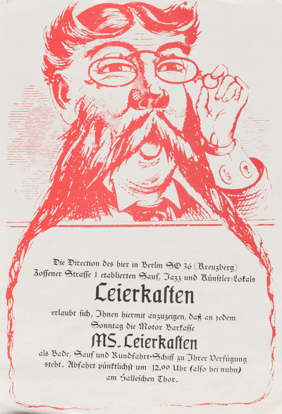Plakat des Künstler-Lokals Leierkasten, ca. 1965