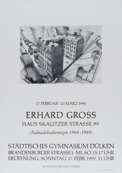 Ausstellungsplakat "Haus Skalitzer Strasse 99" des Künstlers Erhard Groß, 1991