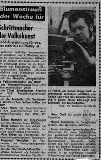 Auszeichnung Volkskunstkollektiv der DDR