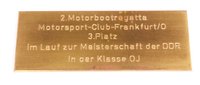 Pokalschild "2. Motorbootregatta in Frankfurt Oder"
