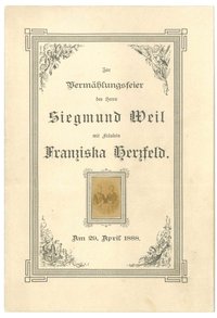 Hochzeitsmenü Siegmund und Franziska Weil 1888