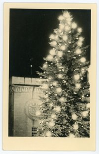 Weihnachtsbaum vor dem Magazingebäude