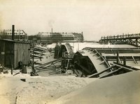 Fotografie Bauarbeiten an der neuen Neißebrücke, 1922