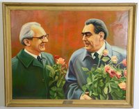 Gemälde: Erich Honecker und Leonid Breschnew