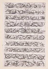 Zehn ornamentale Friese auf einem Blatt