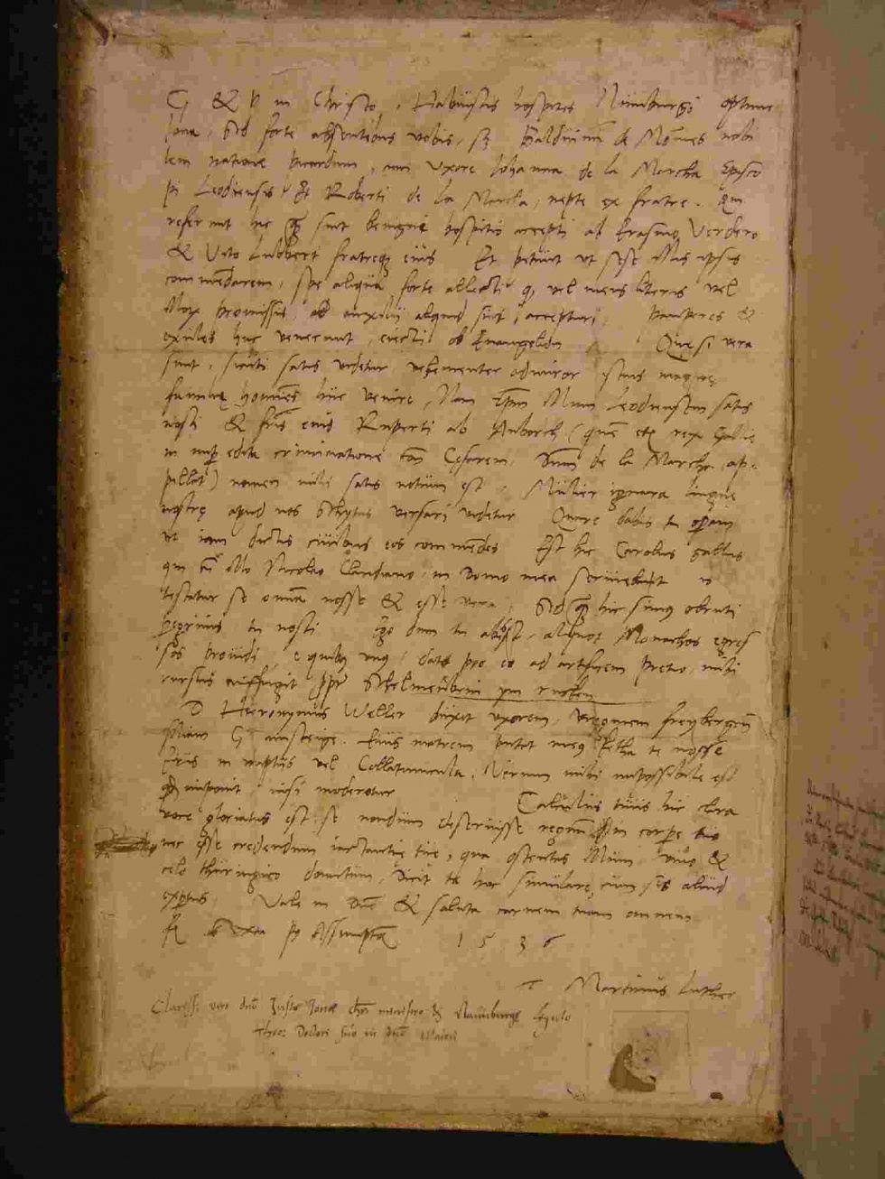 Ein Original-Luther-Brief in Schleusingen von 1536