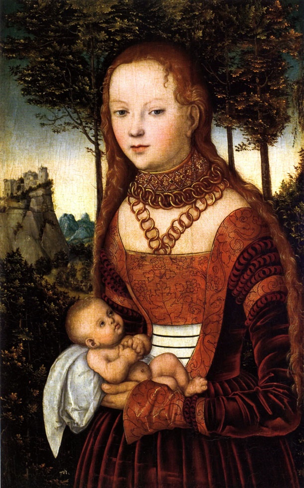 Cranach d. Ä., Lucas - Lucas Cranach d. Ä.: Junge Mutter mit Kind (sog. »Buße des heiligen Johannes Chrysostomos«). 1525