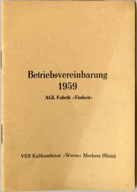 Betriebsvereinbarung 1959 AGL Fabrik "Einheit"