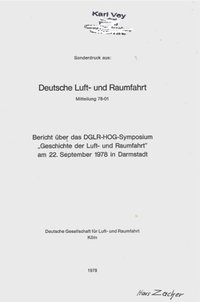 Bericht Über Das Dglr-Hog-Symposium ´Geschichte Der Luft- Und Raumfahrt Am 22.09.89 Darmstadt