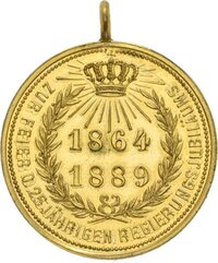 Kleine Medaille auf das 25-jährige Regierungsjubiläum König Karls von Württemberg