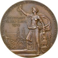 Medaille auf die deutsche Fachausstellung für das Hotel- und Wirtschaftswesen und verwandte Gewerbe 1910 in Stuttgart