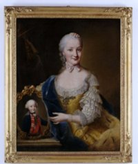 Bildnis der Maria Franziska von Pfalz-Sulzbach mit einem Gemälde ihres Sohnes Karl August