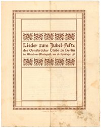 Lieder zum Stiftungsfest des Osnabrücker Clubs zu Berlin 1913