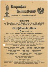 Einladung des Prignitzer Heimatbundes in Berlin zu einer Vortragsveranstaltung 1942