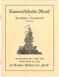 Programm des Kameradschaftsabends der Preußischen Staatsbank (Seehandlung) in Berlin 1936