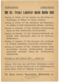 Programm der Berlin-Führungen von Dr. Franz Lederer für Oktober bis Dezember 1943