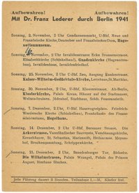Programm der Berlin-Führungen von Dr. Franz Lederer für November bis Dezember 1941