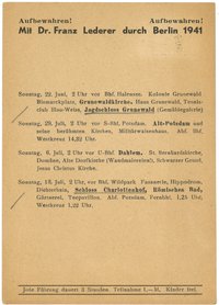 Programm der Berlin-Führungen von Dr. Franz Lederer für Juni bis Juli 1941