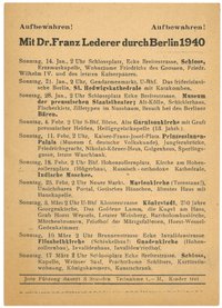 Programm der Berlin-Führungen von Dr. Franz Lederer für Januar bis März 1940
