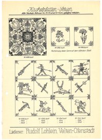Angebot lieferbarer Kachelplatten-Serien von Rudolf Lohlein in Velten (Nr. 998–1049)