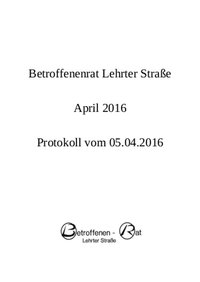 Protokoll des Betroffenenrats Lehrter Straße vom 05.04.2016