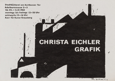 Ausstellungsplakat "Grafik" der Künstlerin Christa Eichler, 1965