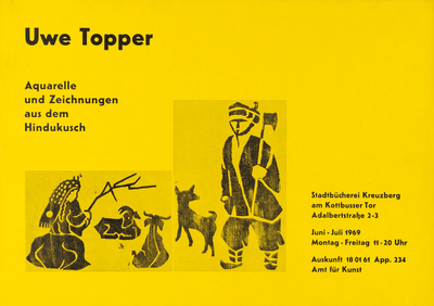 Ausstellungsplakat "Aquarelle und Zeichnungen aus dem Hindukusch" des Künstlers Uwe Topper, 1969