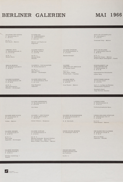 Ausstellungsplakat der Berliner Galerien, 1966