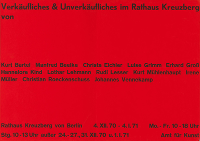 Ausstellungsplakat "Verkäufliches und Unverkäufliches" von Kreuzberger Künstlern, 1970