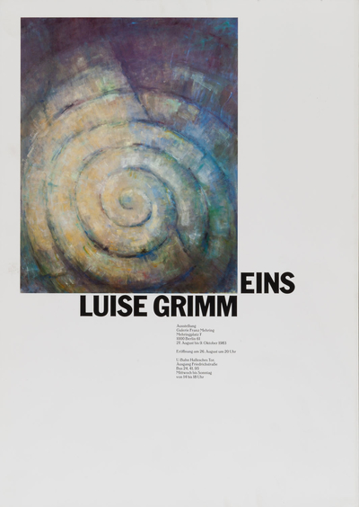 Ausstellungsplakat "Eins" der Künstlerin Luise Grimm, 1983 (Entwurf: Eric Spiekermann)