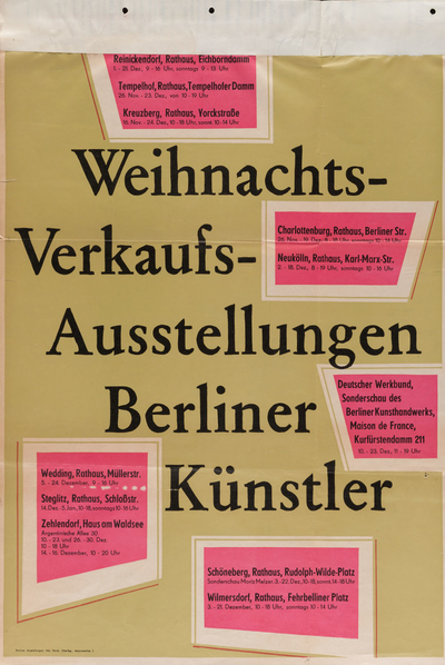 Ausstellungsplakat zu den "Weihnachts-Verkaufsausstellungen Berliner Künstler" 1955