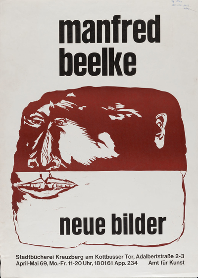 Ausstellungsplakat "Neue Bilder" des Künstlers Manfred Beelke, 1969