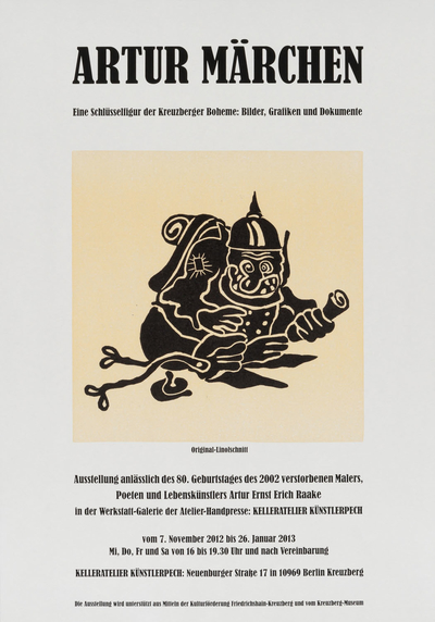 Ausstellungsplakat "Artur Märchen, Eine Schlüsselfigur der Kreuzberger Boheme: Bilder, Grafiken und Dokumente", 2012