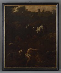 Roos, Philipp Peter: Italienische Landschaft mit rastenden Hirten, Ende 17. Jahrhunderts