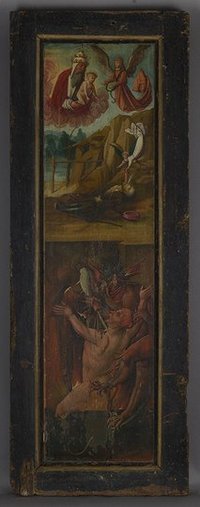 Deutsch: Tod des Heiligen Antonius Eremita und Höllendarstellung, um 1520