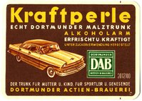 Bieretikett mit PKW-Abbildung der Dortmunder Actien-Brauerei, um 1961