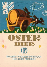 Bieretikett für Osterbier der Brauerei Weckesser in Wiesloch, um 1965