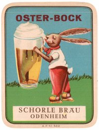 Bieretikett für Oster-Bock der Schorle Bräu in Odenheim, um 1960