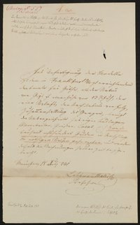 2 Briefe und 1 Rechnung von Ludwig Schwanthaler an das Comité für Errichtung des Goetheschen Denkmals sowie 2 Briefe von Seb. Pichlers Erben 1841-1844