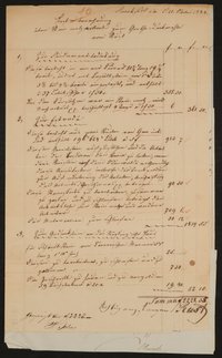 Rechnungen über Steinmetz-, Schlosser- und Lackiererarbeiten, teils mit begleitenden Schreiben 1844/45