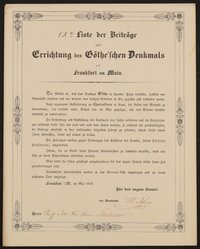 15te Liste der Beiträge zur Errichtung des Göthe'schen Denkmals in Frankfurt am Main - Mai 1837