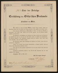 32te Liste der Beiträge zur Errichtung des Göthe'schen Denkmals in Frankfurt am Main - Mai 1837