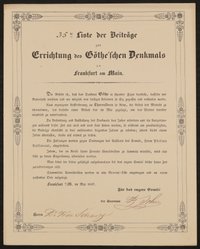35te Liste der Beiträge zur Errichtung des Göthe'schen Denkmals in Frankfurt am Main - Mai 1837