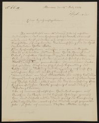 Brief von Johann Baptist Stiglmaier an Friedrich John / Comité für Errichtung des Goetheschen Denkmals vom 19.07.1843