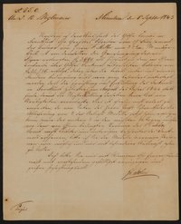 Briefkopie des Comités für Errichtung des Goetheschen Denkmals / Friedrich John an Johann Baptist Stiglmaier vom 01.09.1843