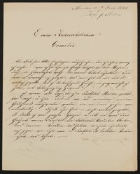 Brief von Ferdinand von Miller an das Comité für Errichtung des Goetheschen Denkmals vom 07.12.1844