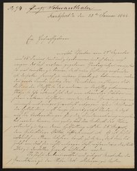 Brief von Friedrich John / Comité für Errichtung des Goetheschen Denkmals an Ludwig Schwanthaler vom 23.01.1844
