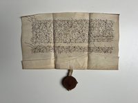 Urkunde, Der Dekan von St. Leonhard in Frankfurt bescheinigt Gesänge im Abendgottesdienst für Walter von Schwarzenberg und Johann von Holzhausen, 1462.