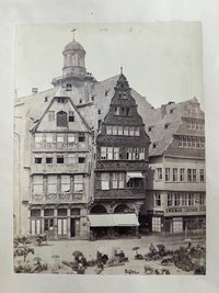 Carl Friedrich Mylius, Haus Frauenstein und das Salzhaus am Römerberg, ca. 1860.
